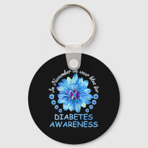 In November We Wear Blue Sunflower Diabetes Awaren Key Ring