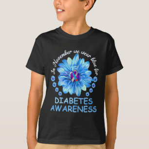 In November We Wear Blue Sunflower Diabetes Awaren T-Shirt