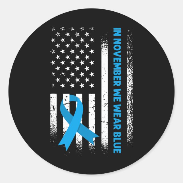 In November We Wear Blue - T1d Diabetes Awareness  Classic Round Sticker (Front)