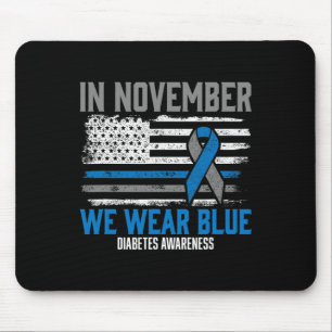 In November we Wear Blue T1D T2D Diabetic Diabetes Mouse Mat