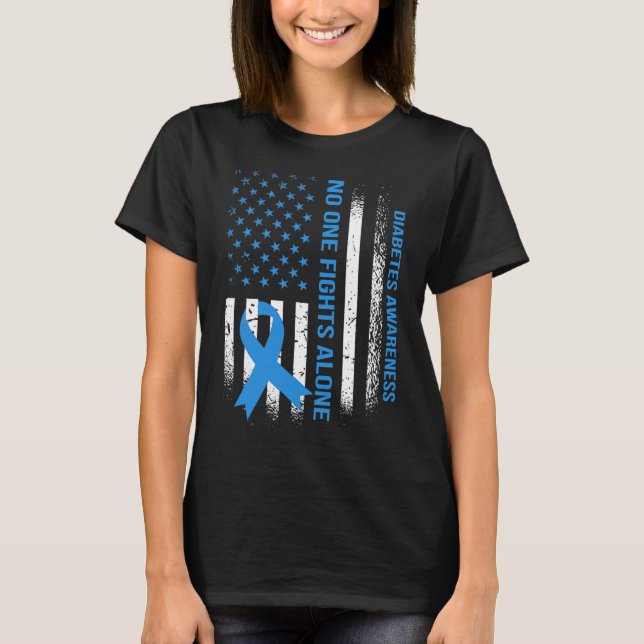 In November we Wear Blue T1D T2D Diabetic Diabetes T-Shirt (Front)