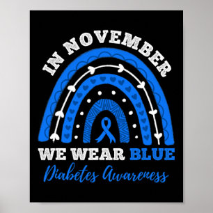In November We Wear Blue T1d Type 1 Diabetes Aware Poster