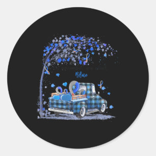 In november we wear blue truck diabetes awareness classic round sticker