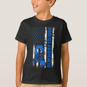 In November We Wear Blue Usa Flag Diabetes Awarene T-Shirt