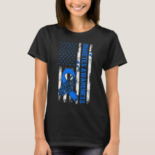 In November We Wear Blue Usa Flag Diabetes Awarene T-Shirt