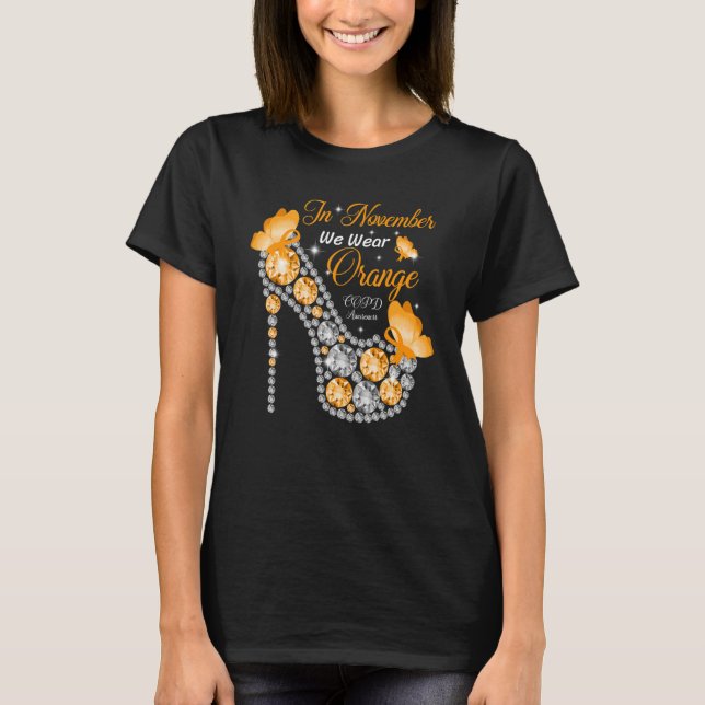In November We Wear Orange Butterflies High Heel C T-Shirt (Front)