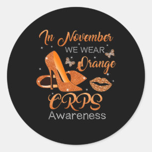 In November We Wear Orange High Heels Shoes CRPS A Classic Round Sticker