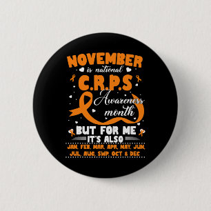 In November We Wear Orange Ribbon Crps Awareness M 6 Cm Round Badge