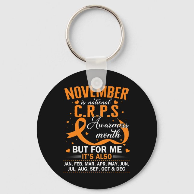 In November We Wear Orange Ribbon CRPS Awareness M Key Ring (Front)