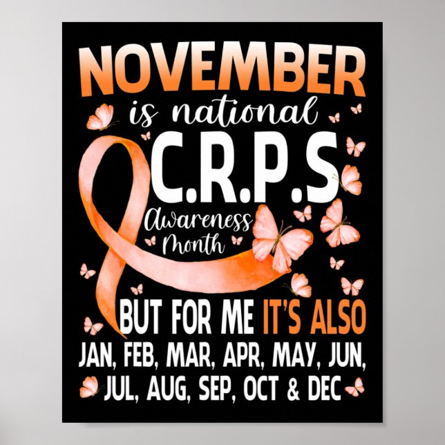 In November We Wear Orange Ribbon CRPS Awareness M Poster (Front)