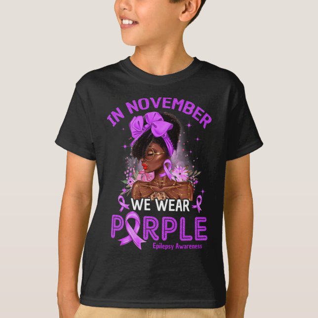 In November We Wear Purple Black Women Epilepsy Aw T-Shirt (Front)