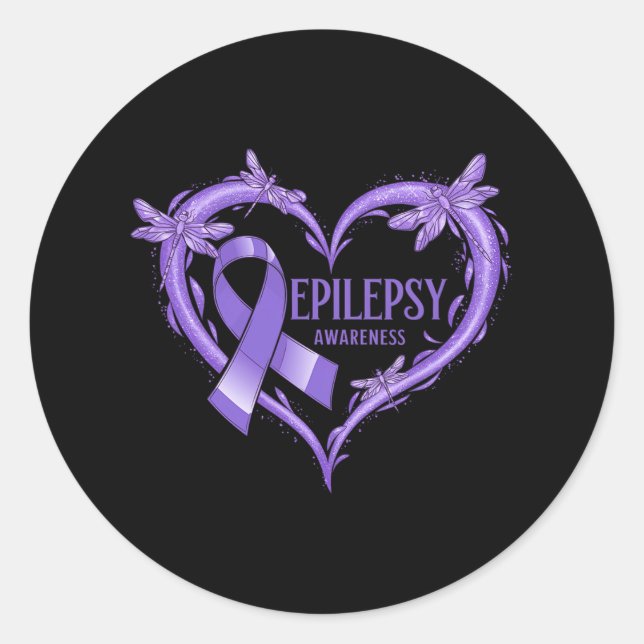 In November We Wear Purple Epilepsy Awareness Love Classic Round Sticker (Front)
