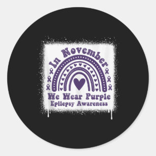 In November We Wear Purple Epilepsy Awareness Mont Classic Round Sticker