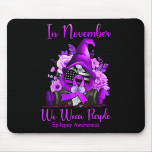In November We Wear Purple Gnome Ribbon Epilepsy A Mouse Mat