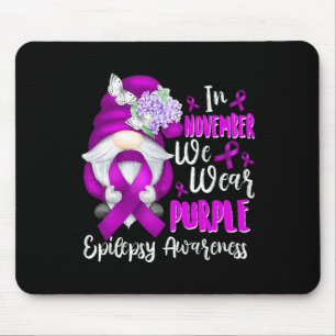 In November We Wear Purple Gnome Warrior Epilepsy Mouse Mat
