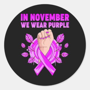 In November We Wear Purple Heimerheimer Awareness Classic Round Sticker