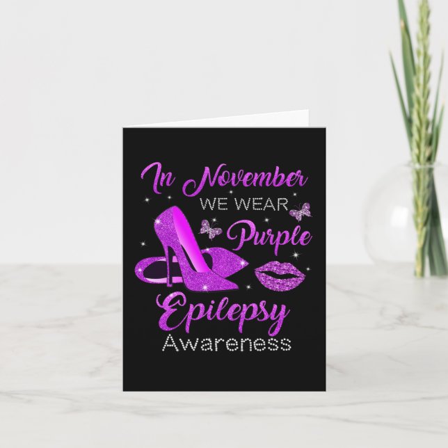 In November We Wear Purple High Heels Epilepsy Awa Card (Front)