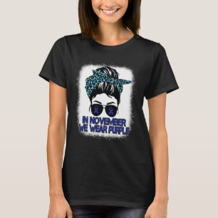In November We Wear Purple Messy Bun Leopard Bleac T-Shirt