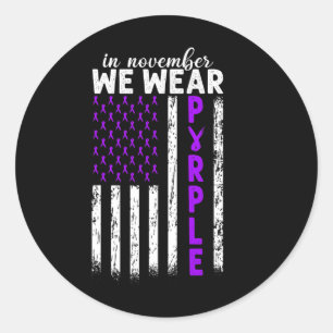 In November We Wear Purple Pancreatic Cancer Usa F Classic Round Sticker