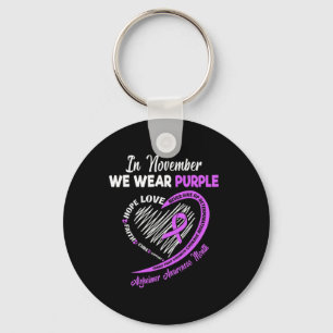 In November We Wear Purple Ribbon Heimerheimer Awa Key Ring