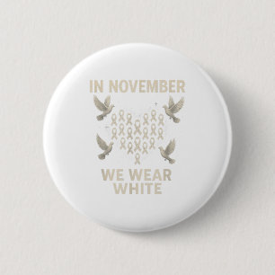 In November We Wear White Lung Cancer Awareness Ri 6 Cm Round Badge