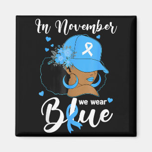 In November Wear Blue Black Woman Diabetes Magnet