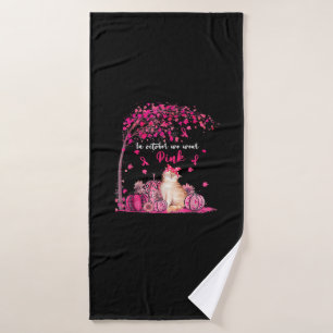 In Oct We Wear Pink Pumpkin Cat Breast Cancer Awar Bath Towel