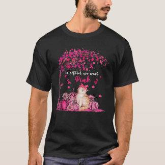 In Oct We Wear Pink Pumpkin Cat Breast Cancer Awar T-Shirt