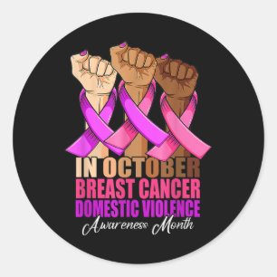 In October Breast Cancer Domestic Violence Awarene Classic Round Sticker