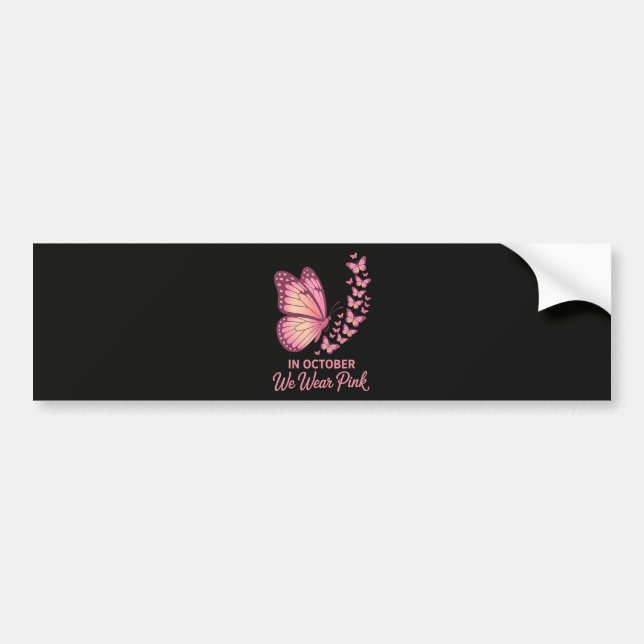 In October Pink Breast Butterfly Bumper Sticker (Front)