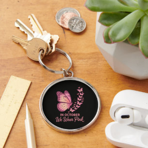 In October Pink Breast Butterfly Key Ring