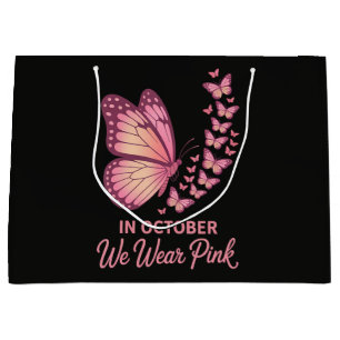 In October Pink Breast Butterfly Large Gift Bag