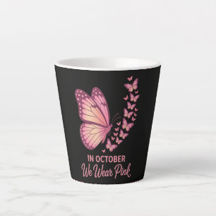 In October Pink Breast Butterfly Latte Mug