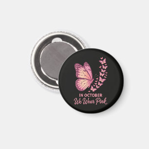 In October Pink Breast Butterfly Magnet