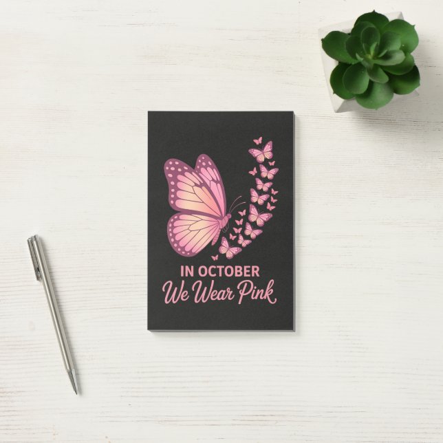 In October Pink Breast Butterfly Post-it Notes (Office)