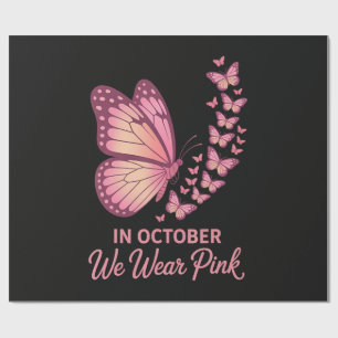 In October Pink Breast Butterfly Wrapping Paper