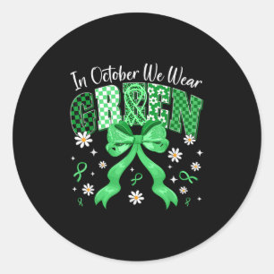 In October We Wear Green For Dwarfism Awareness Gi Classic Round Sticker