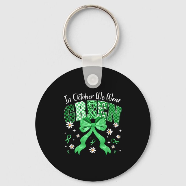 In October We Wear Green For Dwarfism Awareness Gi Key Ring (Front)