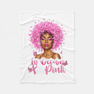 In October We Wear Nk Black Women Breast Cancer Bu Fleece Blanket