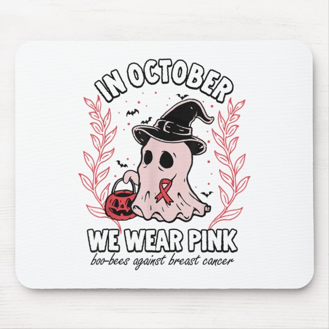 In October We Wear Nk Boo Bees Against Breast Canc Mouse Mat (Front)