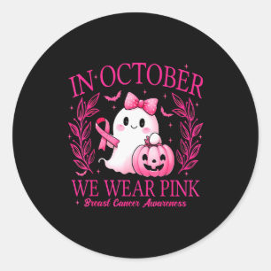 In October We Wear Nk Breast Cancer Awareness  Classic Round Sticker