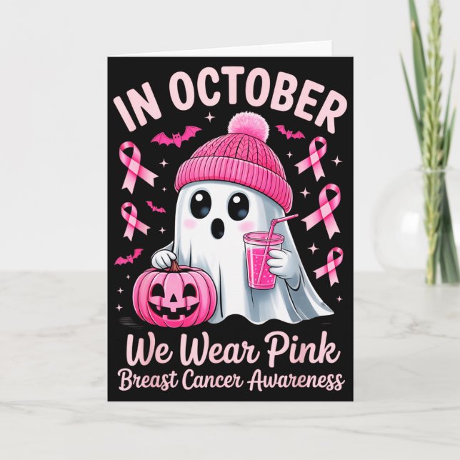 In October We Wear Nk Breast Cancer Awareness Hall Card (Front)