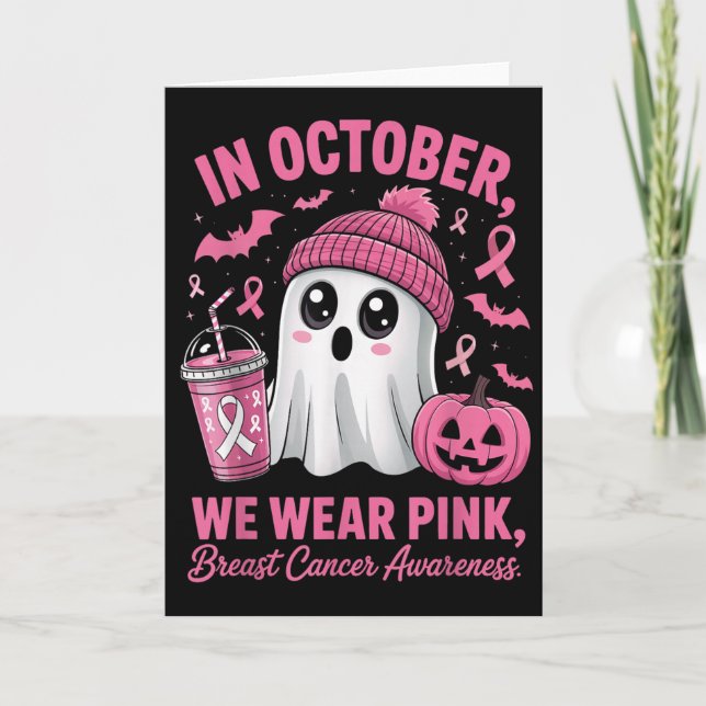 In October We Wear Nk Breast Cancer Awareness Hall Card (Front)