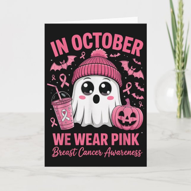 In October We Wear Nk Breast Cancer Awareness Hall Card (Front)