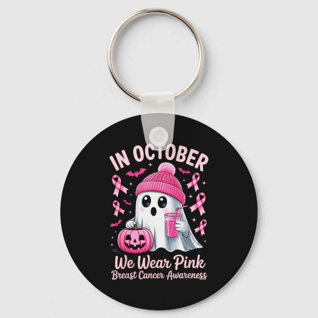 In October We Wear Nk Breast Cancer Awareness Hall Key Ring (Front)
