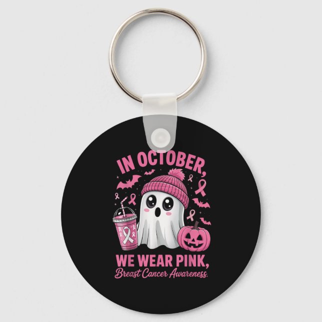 In October We Wear Nk Breast Cancer Awareness Hall Key Ring (Front)