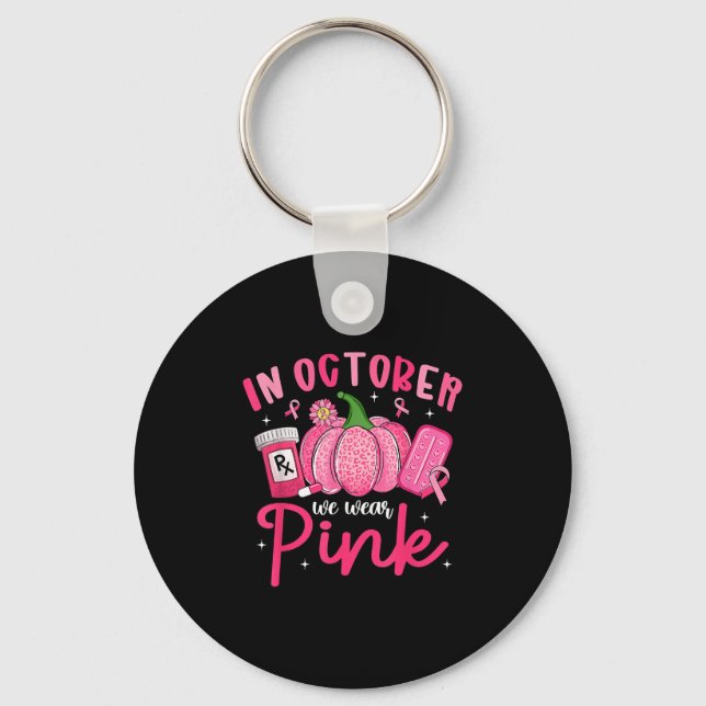 In October We Wear Nk Breast Cancer Awareness Phar Key Ring (Front)