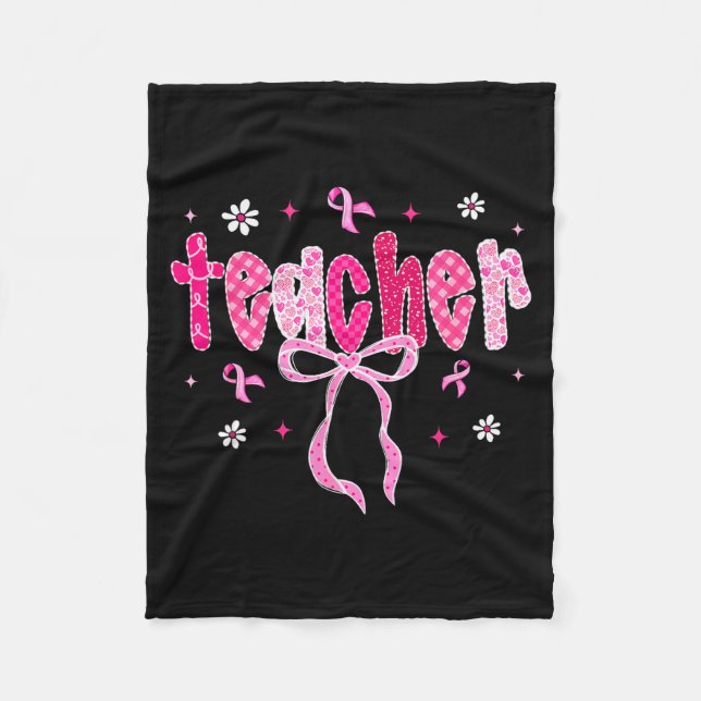 In October We Wear Nk Breast Cancer Awareness Teac Fleece Blanket (Front)