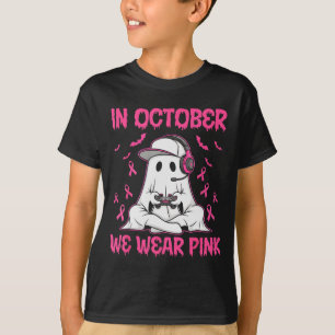 In October We Wear Nk Breast Cancer Gaming Ghost Y T-Shirt