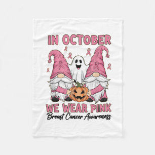 In October We Wear Nk Breast Cancer Ghost Hallowee Fleece Blanket